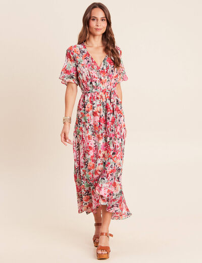 Robe longue portefeuille multicolore femme