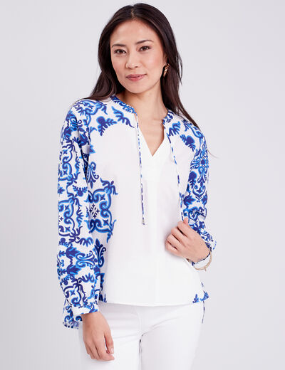 Blouse manches longues bleu femme