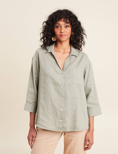 Chemise manches 3/4 vert clair femme