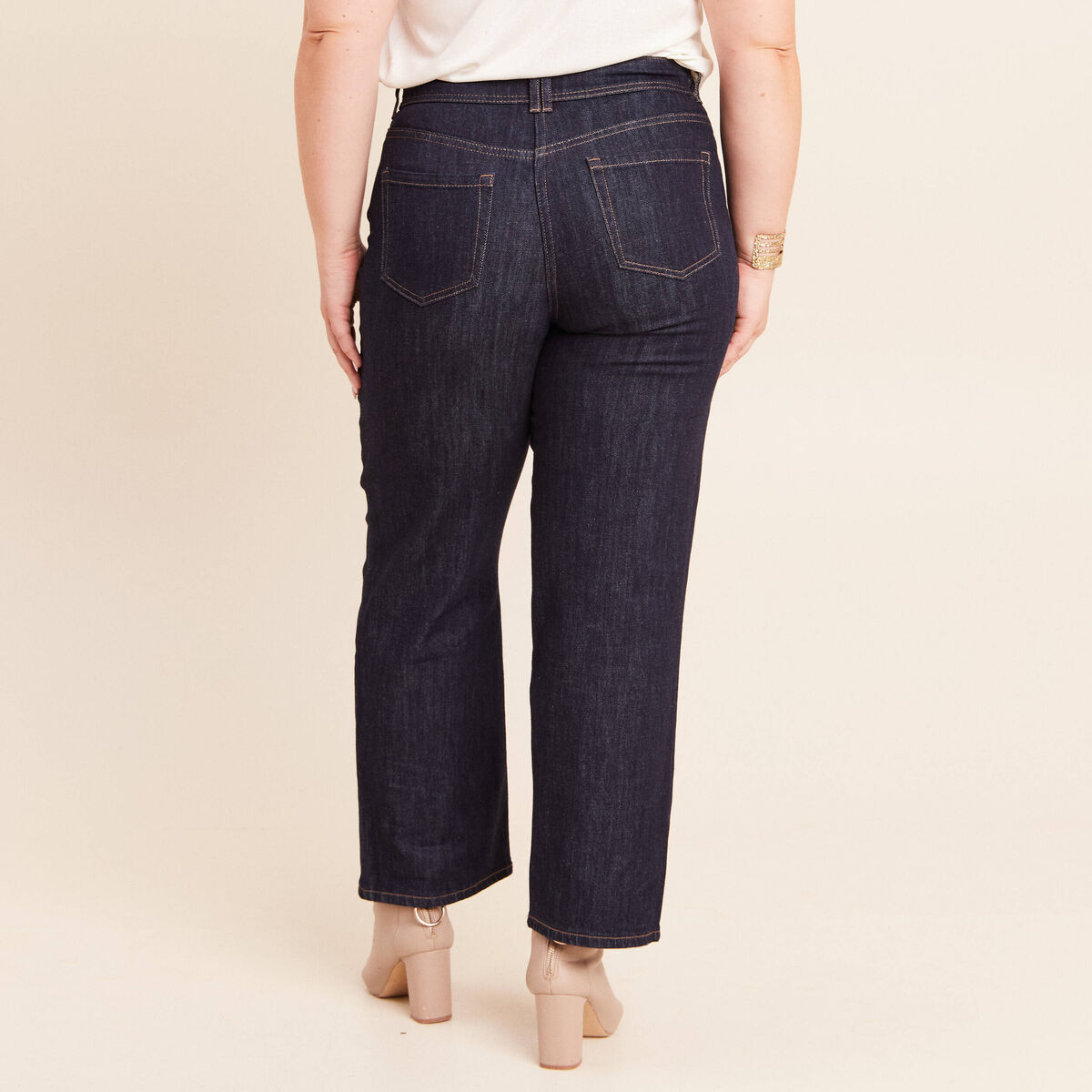 Jeans coupe droite taille haute pour femme