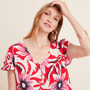 Blouse manches courtes rouge femme