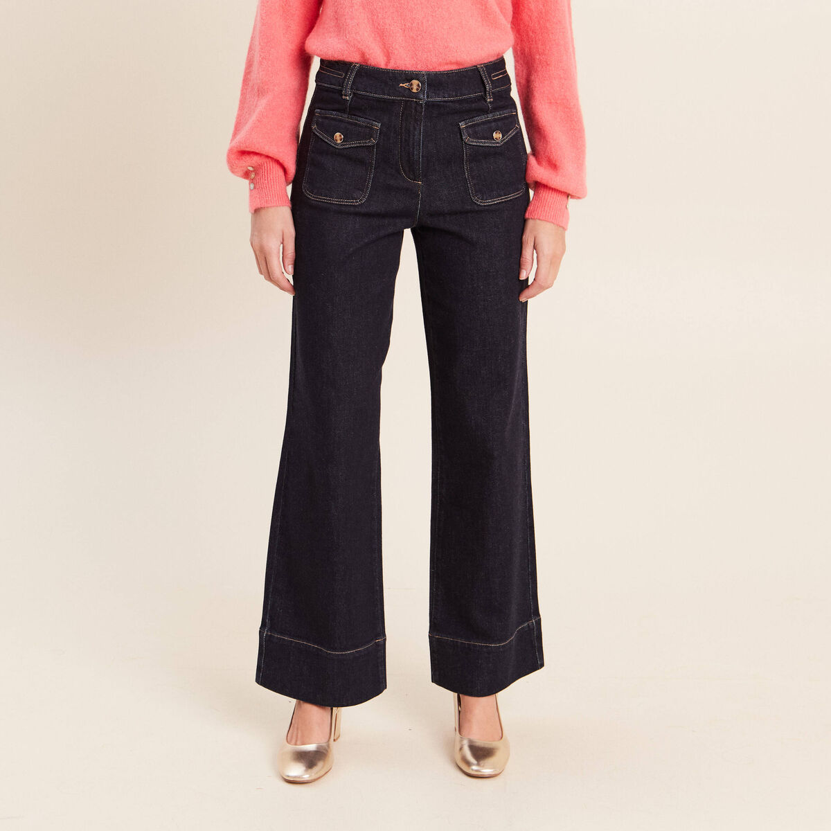 Jean large denim brut femme