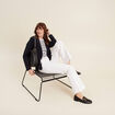 Pantalon coupe bootcut &agrave; pont blanc femme