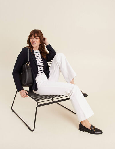 Pantalon coupe bootcut &agrave; pont blanc femme