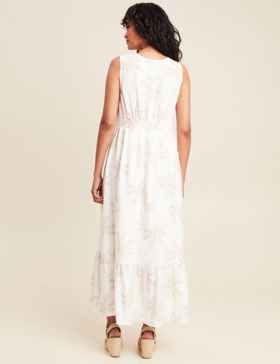 robe évasée col V doublée beige femme