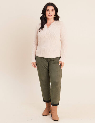 Pull manches longues creme femme