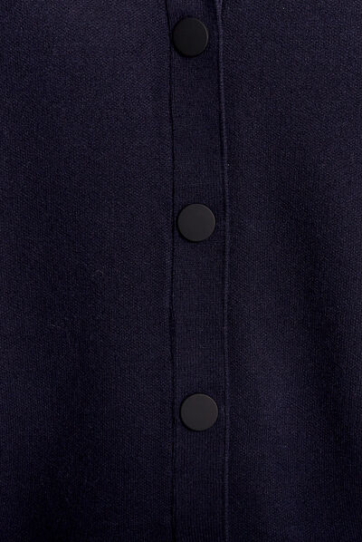 Pull manches longues boutons bleu foncé femme