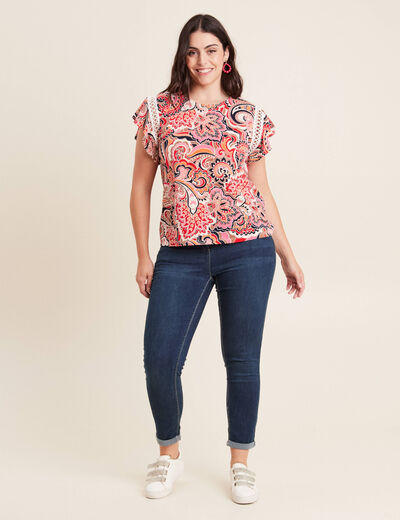 T-shirt manches courtes multicolore femme