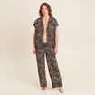Pantalon large taille haute noir femme