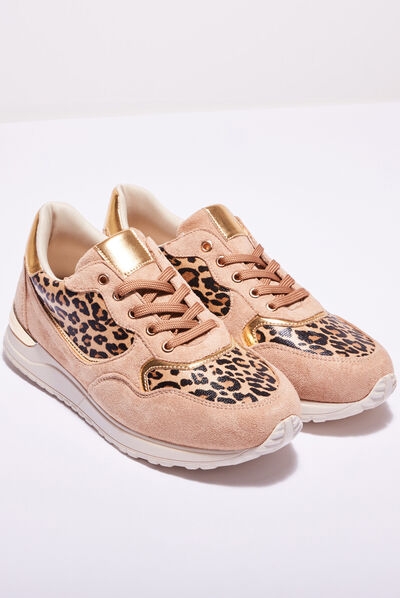 Baskets détails métalliques sable femme