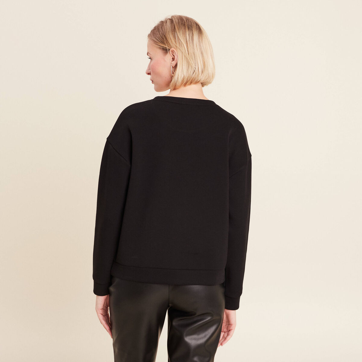Sweat manches longues sequins noir femme