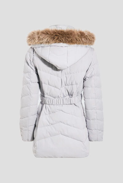 Doudoune cintrée à capuche gris femme
