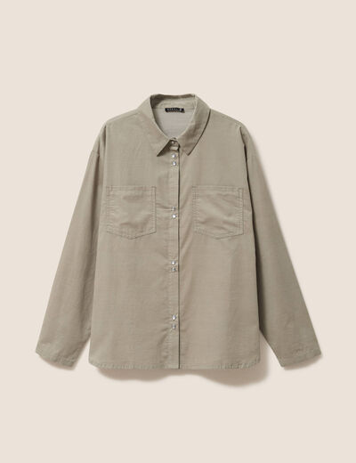 Chemise ample en velours milleraie vert clair femme