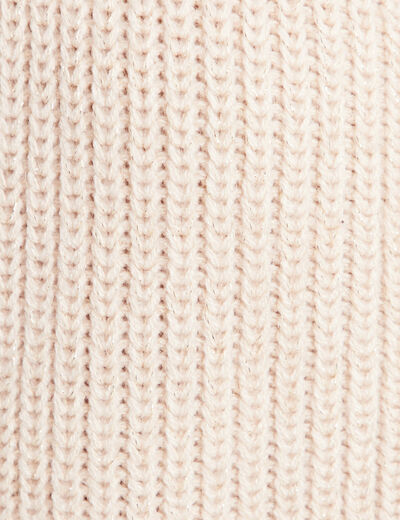 Gilet droit mi-long col rond creme femme