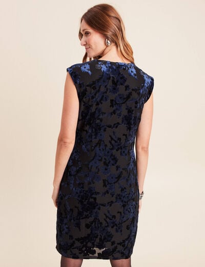 Robe portefeuille d&eacute;tails velours noir femme