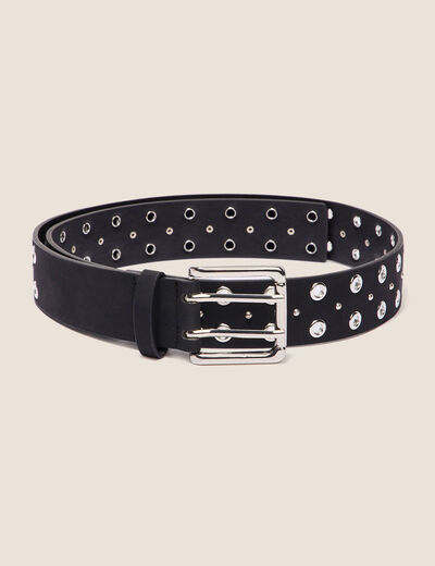 Ceinture avec oeillets noir femme