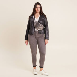 Jean ajusté taille standard 7/8ème gris femme