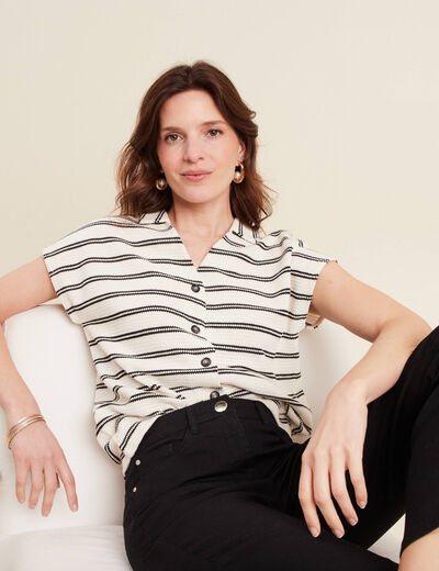 Blouse manches courtes blanc femme
