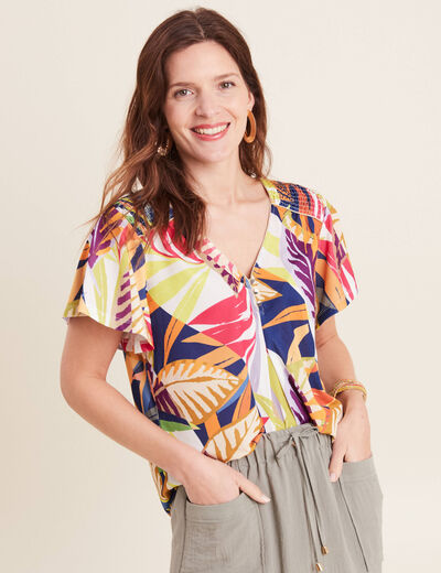 T-shirt manches courtes multicolore femme