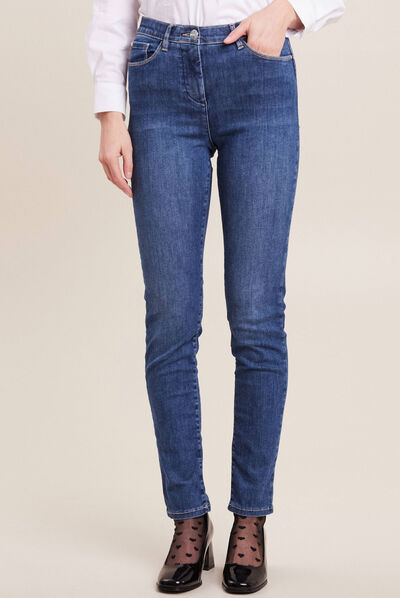 Jean magique ajusté taille standard denim double stone femme