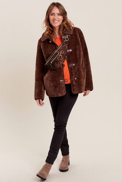 Pull manches longues orange femme