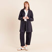 Parka cintr&eacute;e longue doubl&eacute;e bleu fonc&eacute; femme