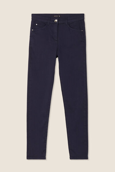 Pantalon léger taille standard 7/8ème bleu marine femme
