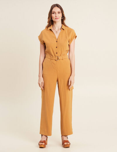 Combinaison pantalon fluide camel femme