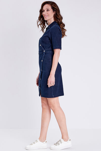 Robe portefeuille en jean denim brut femme