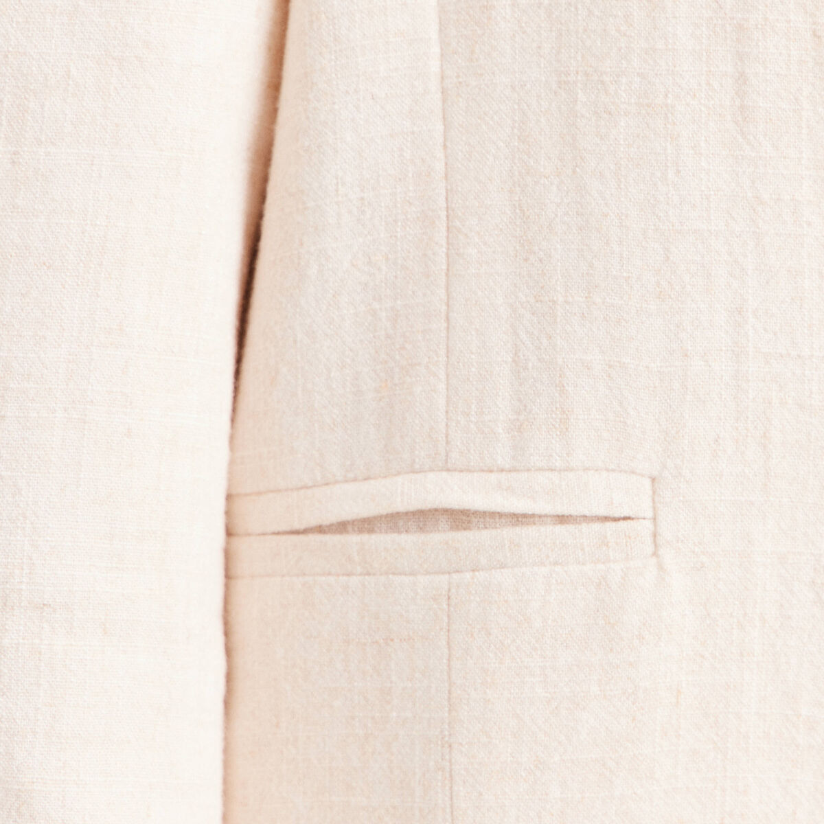 Blazer droit long manches 3/4 doubl&eacute; beige femme