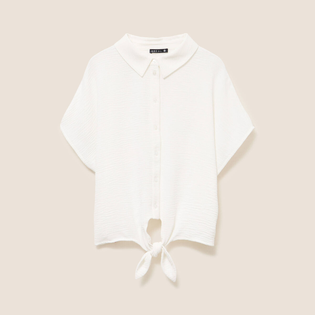 Chemise manches courtes fluide ecru femme