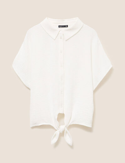 Chemise manches courtes fluide ecru femme