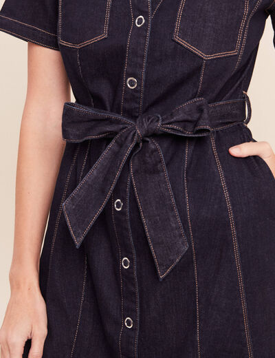 Robe jean &eacute;vas&eacute;e col chemise denim brut femme