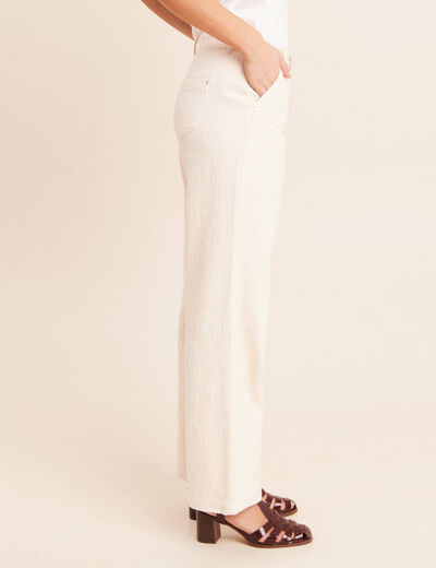 Pantalon coupe droite taille standard ivoire femme