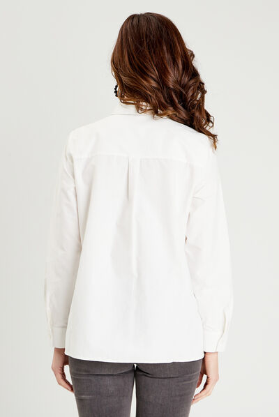 Chemise manches longues ecru femme