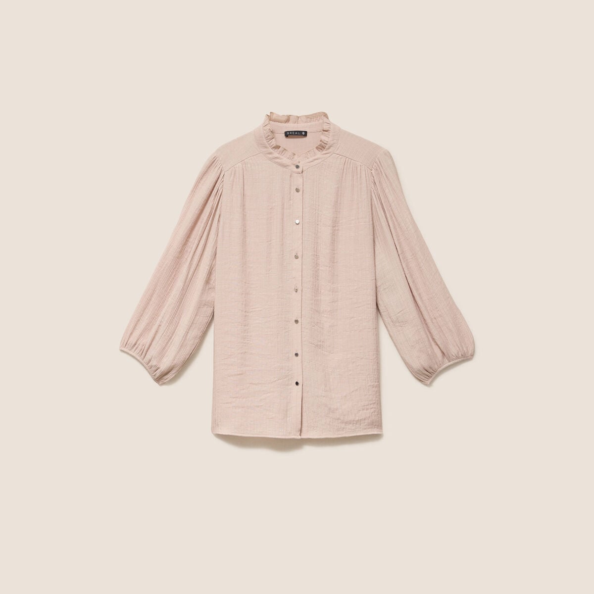 Chemise col montant manches 3/4 ivoire femme