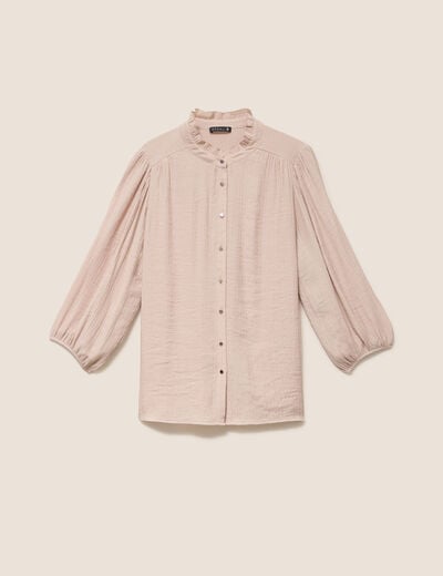Chemise col montant manches 3/4 ivoire femme