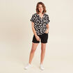 Blouse fluide manches courtes noir femme