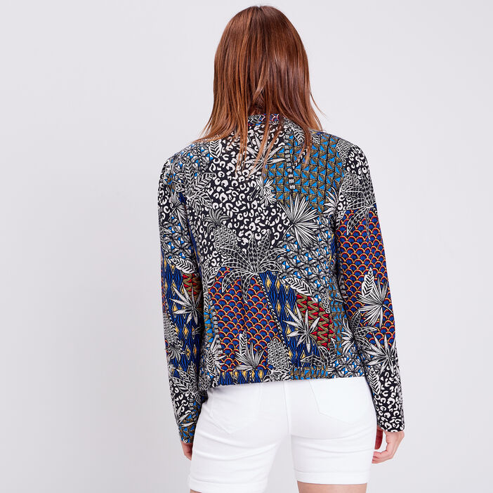 Veste droite avec col châle noir femme