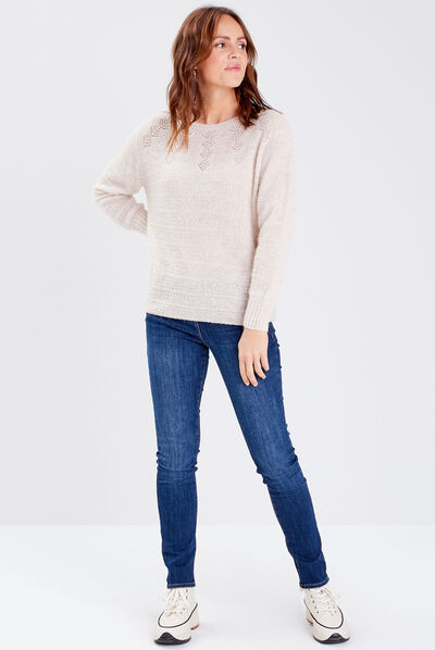 PULL CONFECTIONNÉ EN FRANCE creme femme