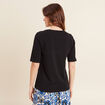 T-shirt manches coude noir femme