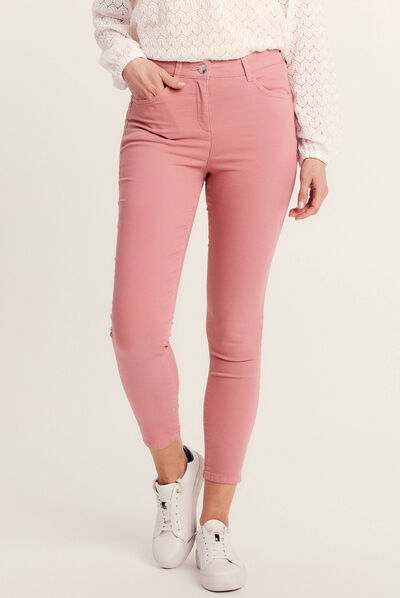 Pantalon léger taille standard 7/8ème rose femme