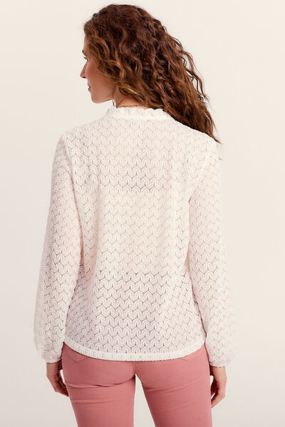 T-shirt manches longues ecru femme
