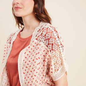 Veste esprit kimono marron foncé femme