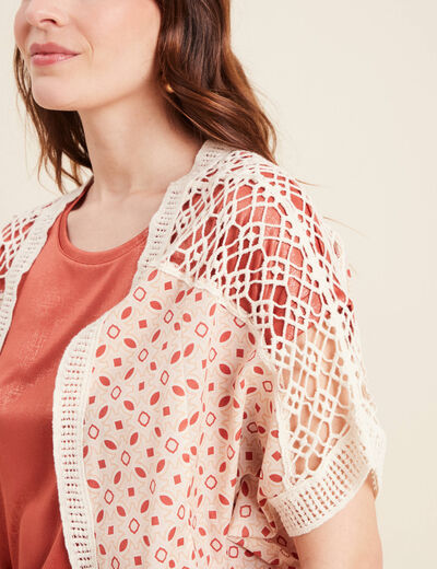 Veste esprit kimono marron foncé femme