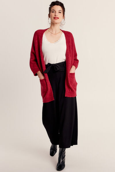 Gilet manches 3/4 rose framboise femme