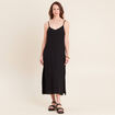 Robe longue d&eacute;collet&eacute; &agrave; fines bretelles noir femme