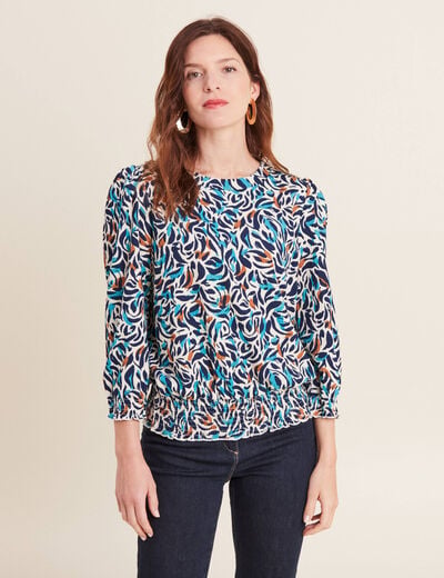 T-shirt manches 3/4 bleu canard femme