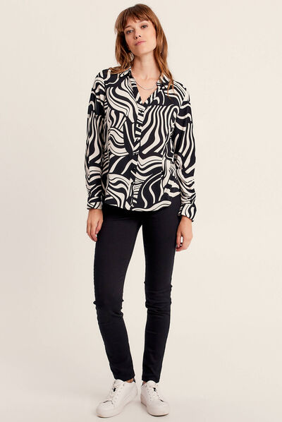 Chemise manches longues noir femme