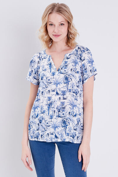 Blouse manches courtes blanc femme